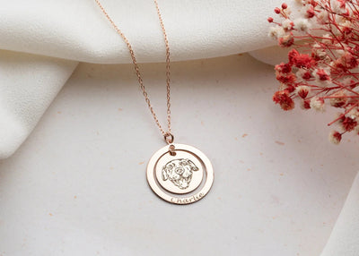 Double Ring Pet Portrait Necklace