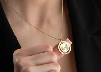 Double Ring Pet Portrait Necklace