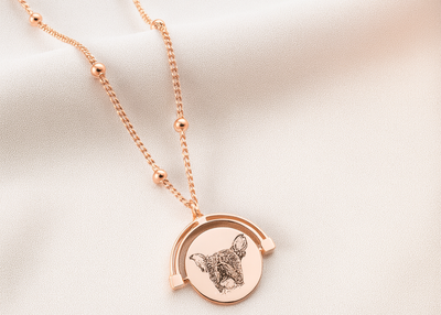 Collier portrait animal avec chaîne à billes